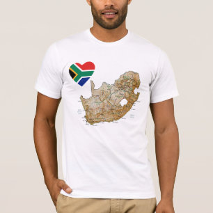 Sydafrika flaggahjärta och kartaT-tröja Tee Shirt
