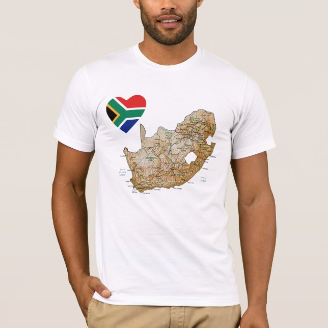 Sydafrika flaggahjärta och kartaT-tröja Tee Shirt (Framsida)