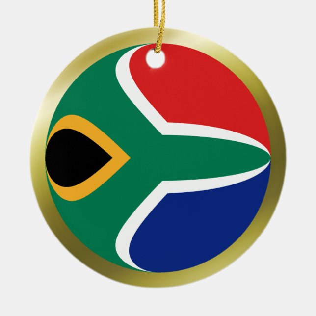 Sydafrika flaggaprydnad julgransprydnad keramik (Framsidan)