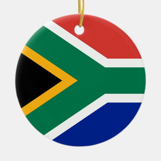 Sydafrika flaggaprydnad julgransprydnad keramik (Framsidan)
