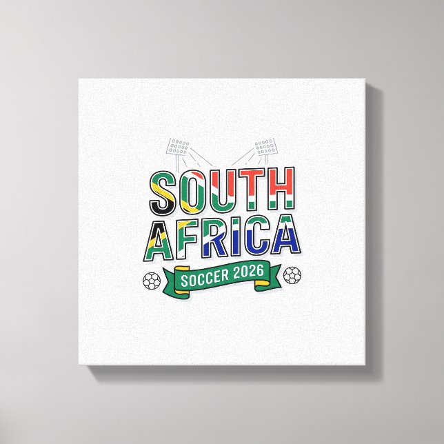 Sydafrika Fotboll 2026 Fotboll Fet Land Typografi Canvastryck (Framsida)