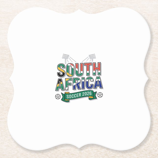 Sydafrika Fotboll 2026 Fotboll Fet Land Typografi Underlägg Papper (Framsida)