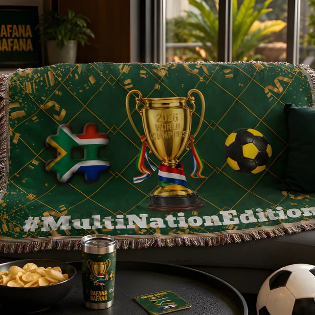 Sydafrika Fotboll | 2026 Globala Spel Guld Blank Filt (Bafana Bafana pride meets championship 2026 comfort in this luxury football fan lounge blanket.)
