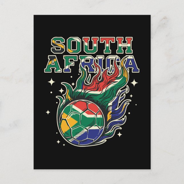 Sydafrika Fotboll Brinnande Boll Retro Fotboll Fa Vykort (Framsida)