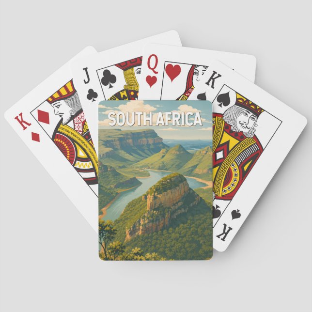 Sydafrika Illustration Resa Konst Vintage Casinokort (Baksidan)