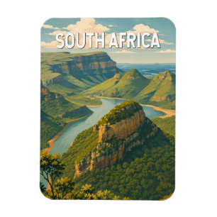 Sydafrika Illustration Resa Konst Vintage Magnet