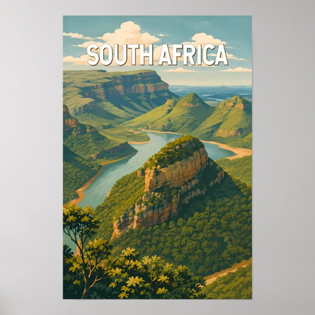 Sydafrika Illustration Resa Konst Vintage Poster (Framsidan)