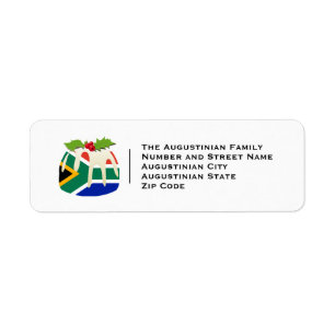 SYDAFRIKA Julpudding Festive Adress Returadress Etikett
