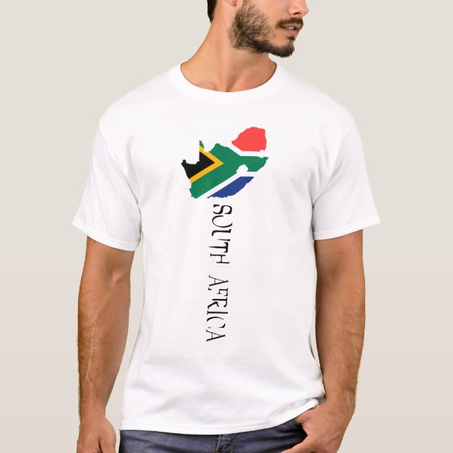 Sydafrika Karta Flagga T Shirt (Framsida)
