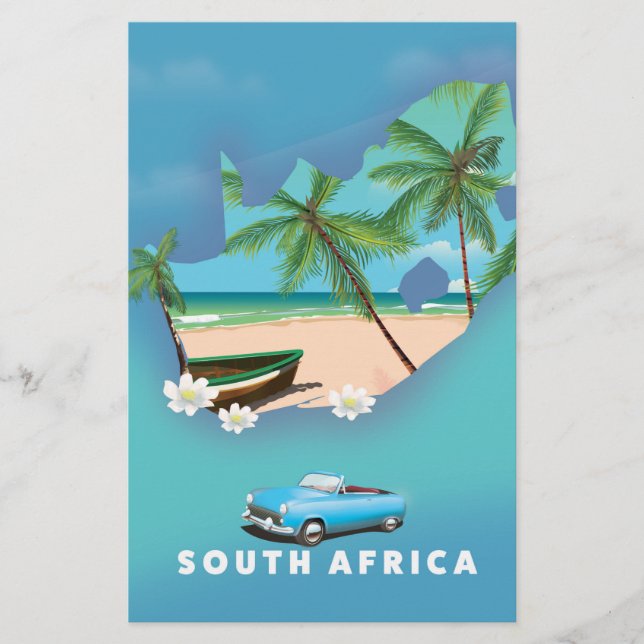 Sydafrika Kartillustration resa affisch. (Framsida)