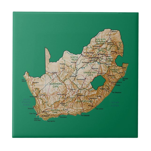 Sydafrika Kartplattor Kakelplatta (Framsidan)