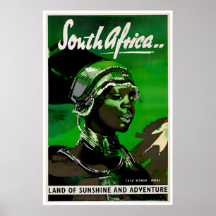 Sydafrika Konst Afrikansk Resa Affisch Zulu Kvinna