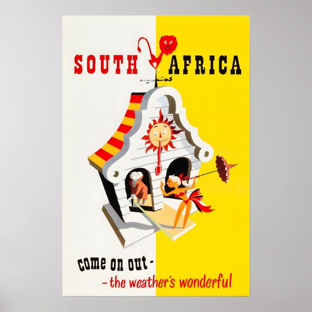 Sydafrika Konst Afrikanskt tryck Resa Poster  (Framsidan)