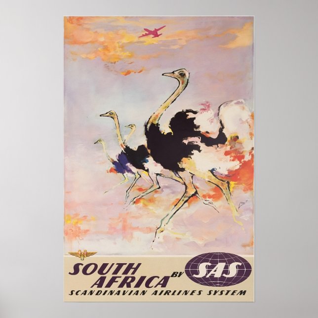 Sydafrika Konst Afrikanskt tryck SAS Resa Affisch  (Framsidan)