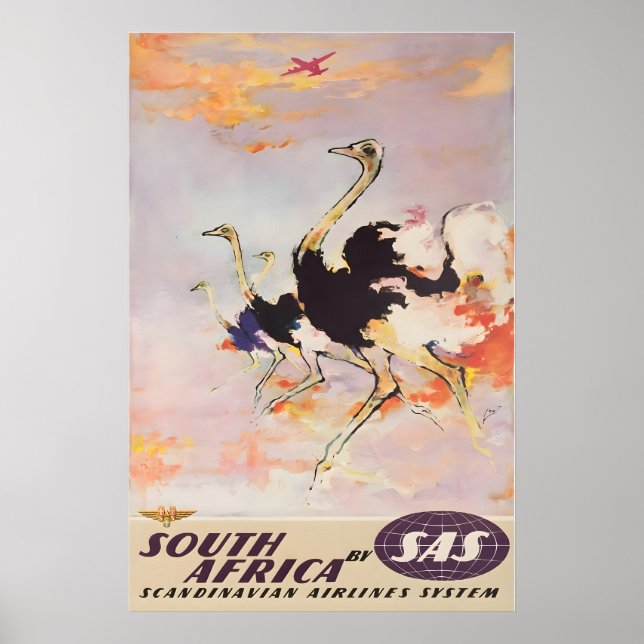 Sydafrika Konst Afrikanskt Tryck SAS Resa Poster (Framsidan)