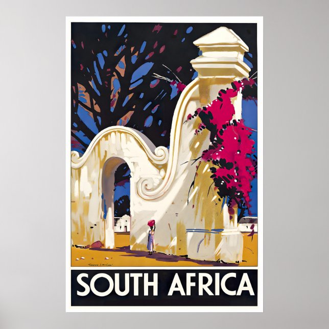 Sydafrika Konst Resa Affisch Vintage Afrika (Framsidan)