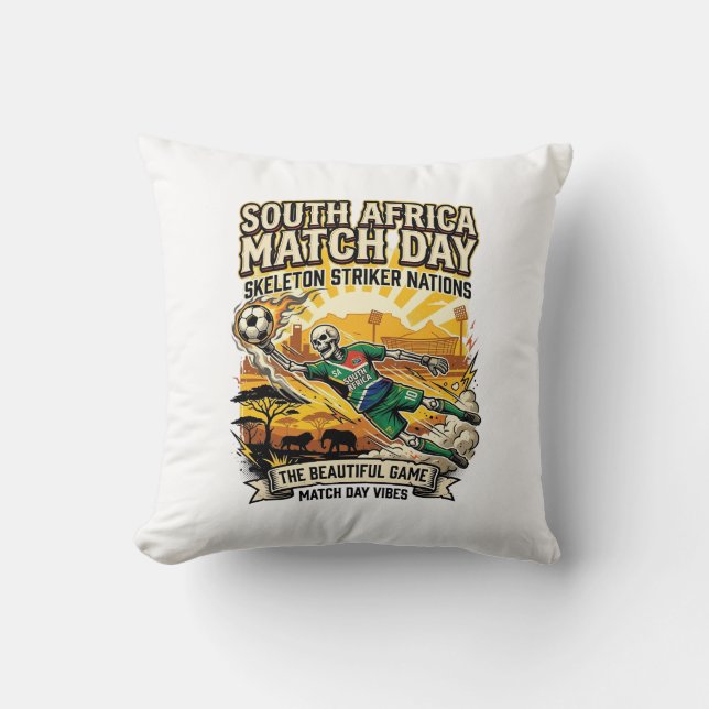 Sydafrika Match Day Skelett Anfallare Nationer Hej Kudde (Framsida)