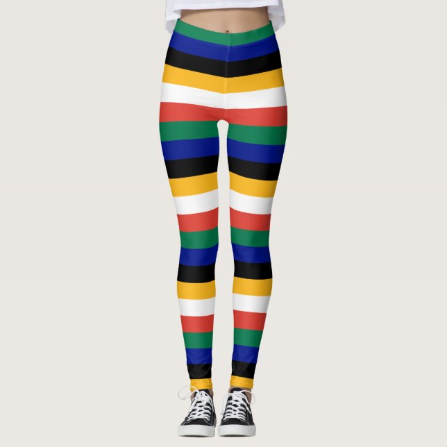 SydAfrika National Flagga Stripe Leggings (Framsida)