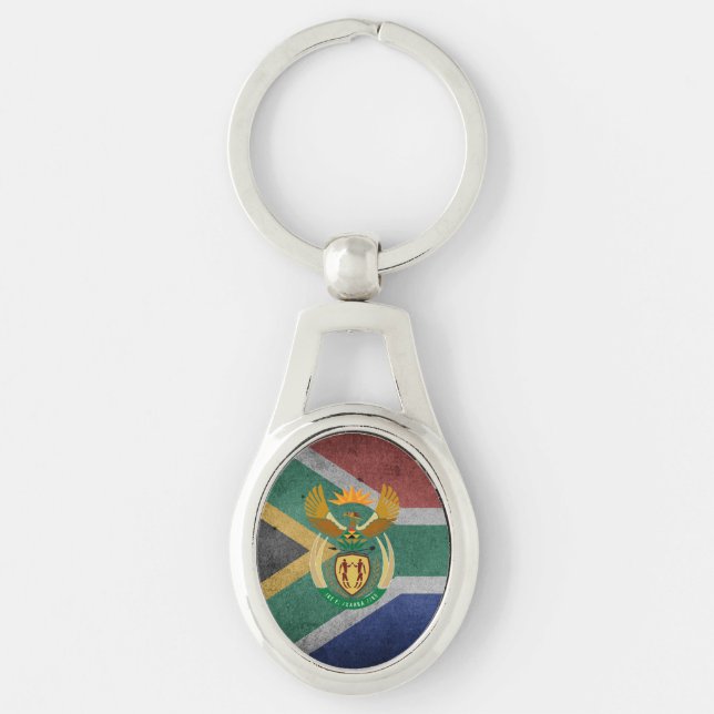 Sydafrika Ovalt Silverfärgad Nyckelring (Framsidan)