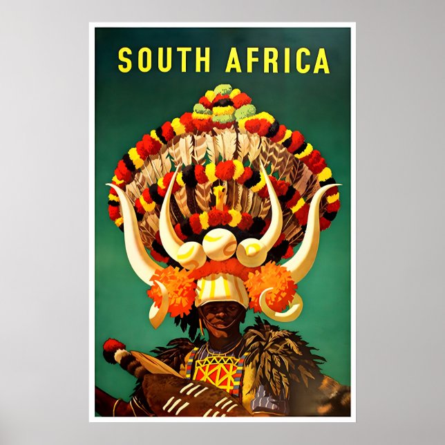 Sydafrika Resa Poster Afrika Tribal Arttryck (Framsidan)