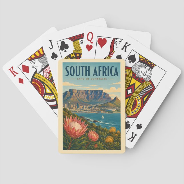 Sydafrika Table Mountain Illustration Resa Casinokort (Baksidan)