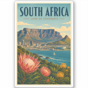Sydafrika Table Mountain Illustration Resa Klistermärken