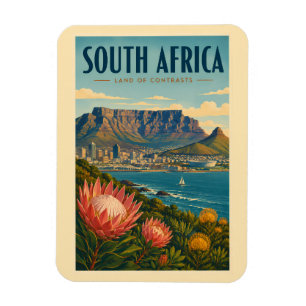 Sydafrika Table Mountain Illustration Resa Magnet