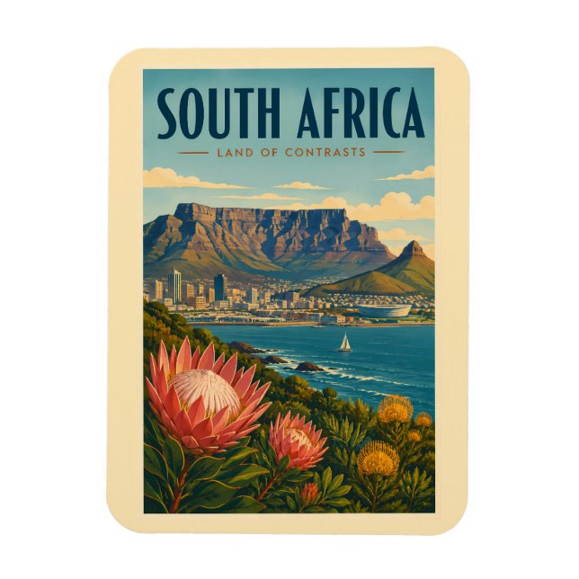 Sydafrika Table Mountain Illustration Resa Magnet (Vertikal)