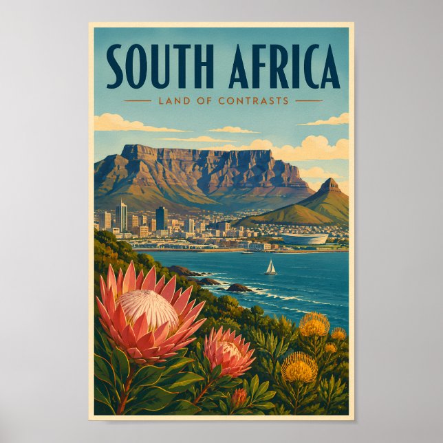 Sydafrika Table Mountain Illustration Resa Poster (Framsidan)
