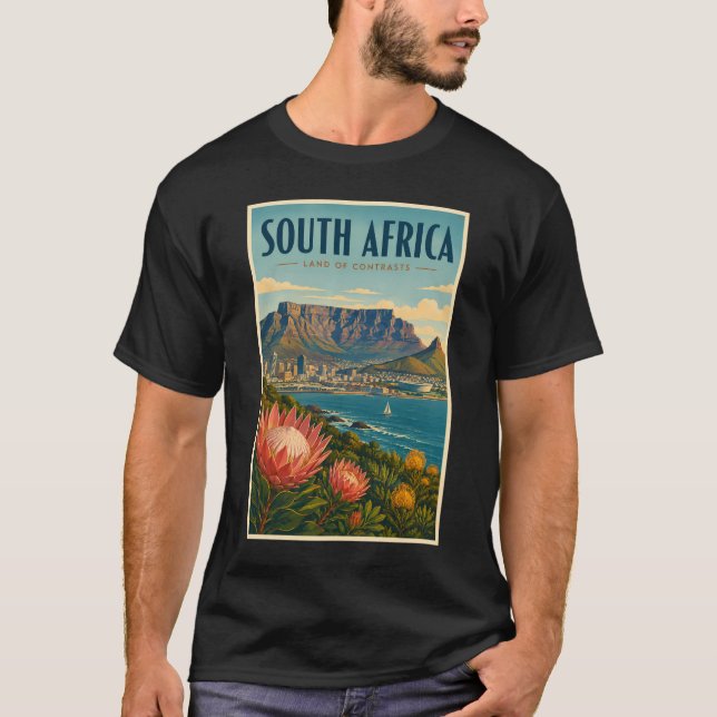 Sydafrika Table Mountain Illustration Resa T Shirt (Framsida)