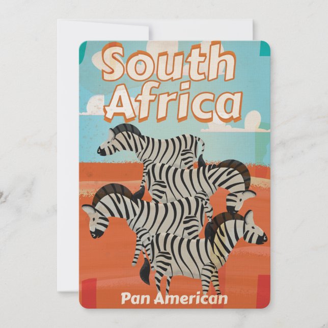 Sydafrika Vintage Resa Affisch Inbjudningar (Framsida)