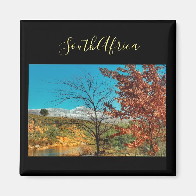 Sydafrika Vinter Höst Landskap Snö Magnet (Framsidan)