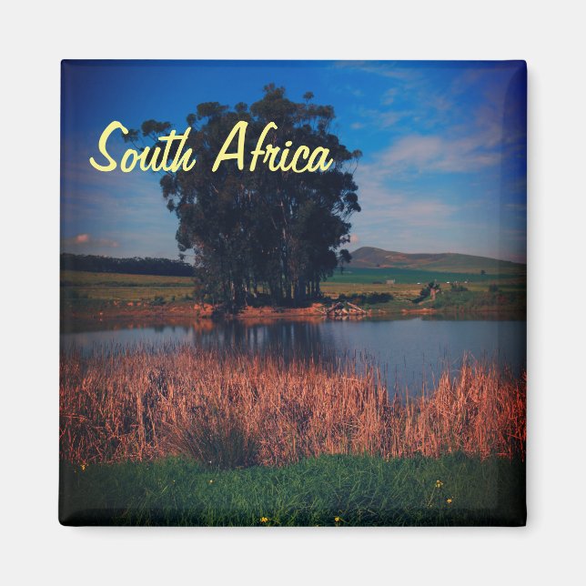 Sydafrika ZA Damm Träd Landskapsvy Magnet (Framsidan)