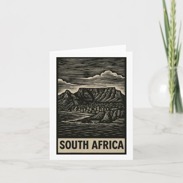SydAfrikan Linocut Stil Kort (Framsida)
