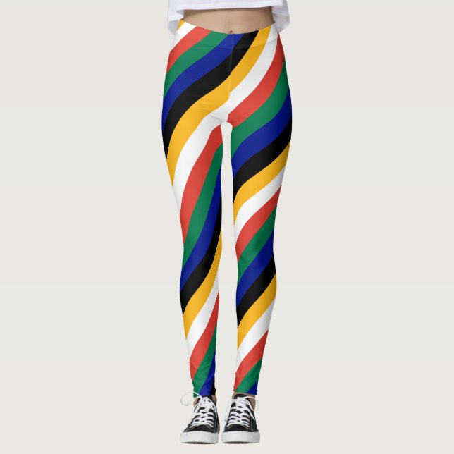SydAfrikans nationella Flagga-diagonalrandade Färg Leggings (Framsida)