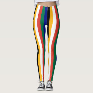 SydAfrikans nationella Flagga Färg-Lodrät strimlat Leggings