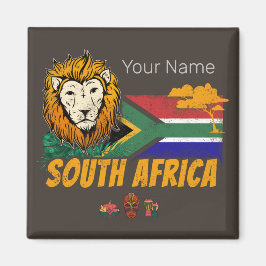 SydAfrikans Vintage Lejon Flagga Safari Souvenir Magnet