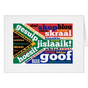 Sydafrikansk slang och kollokvialism hälsningskort