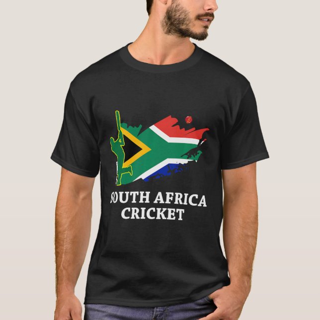 Sydafrikanska Afrikan Cricket South African Flagga T Shirt (Framsida)