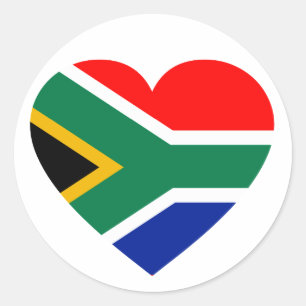Sydafrikanska Flagga Heart Runt Klistermärke