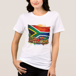 Sydafrikanska Flagga med traditionell livsmedelste T Shirt