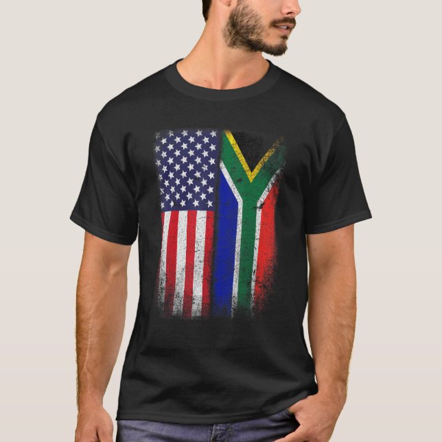 Sydafrikanska Flagga South Afrika Usa Ameri T Shirt (Framsida)