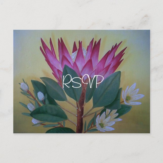 Sydafrikanska Giant Protea-Bröllopet OSA med Photo Inbjudan Vykort (Framsida)