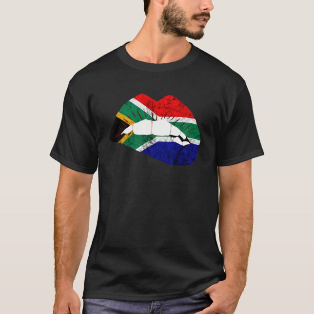 Sydafrikanska Lipstick Afrika Ki i Afrika Läppar T Shirt (Framsida)