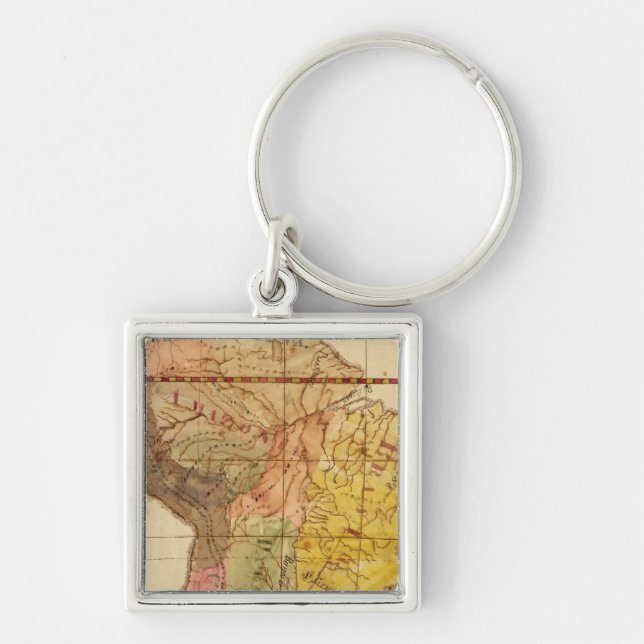 Sydamerika 15 fyrkantig silverfärgad nyckelring (Framsidan)