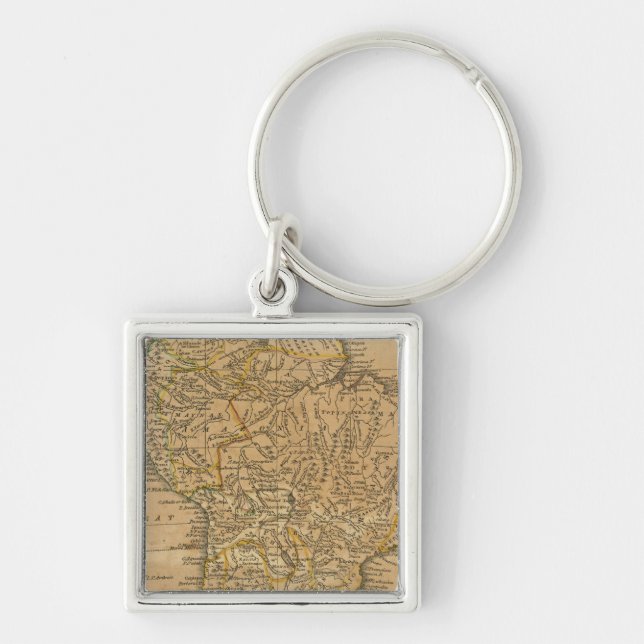 Sydamerika 31 fyrkantig silverfärgad nyckelring (Framsidan)