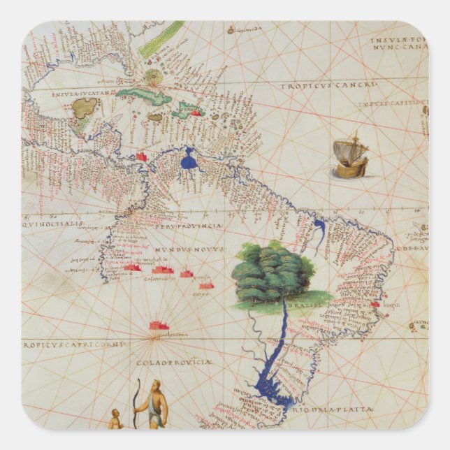 Sydamerika Fyrkantigt Klistermärke (Framsida)