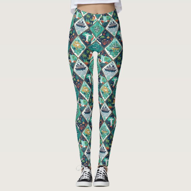 Sydamerika-kryssning Kustäventyr Design Leggings (Framsida)