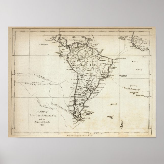 Sydamerika och angränsande öar poster (Framsidan)