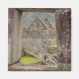 Sydamerika, Peru, Machu Picchu. Två turister Magnet